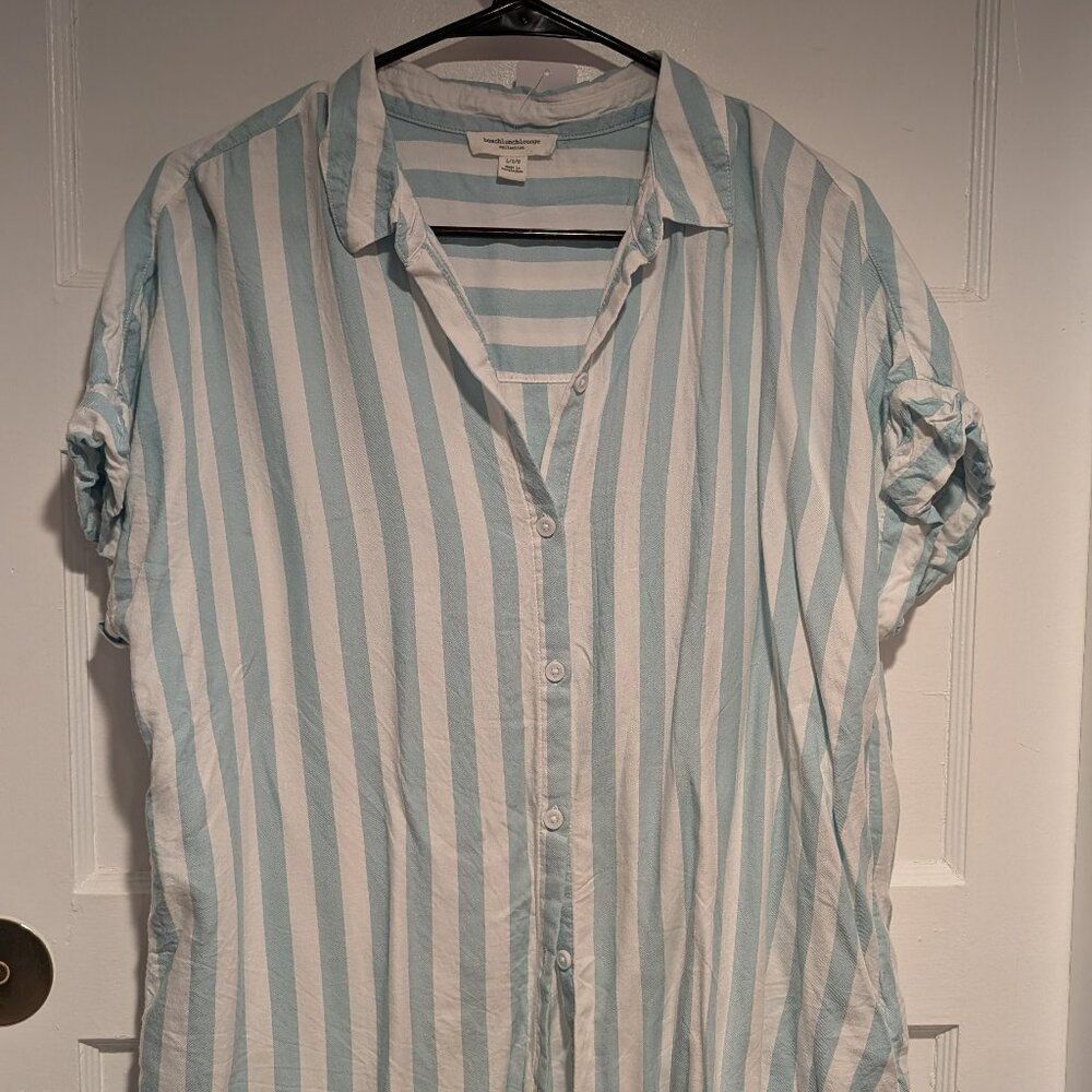 Nordstrom Beach Lunch Lounge Striped Button up